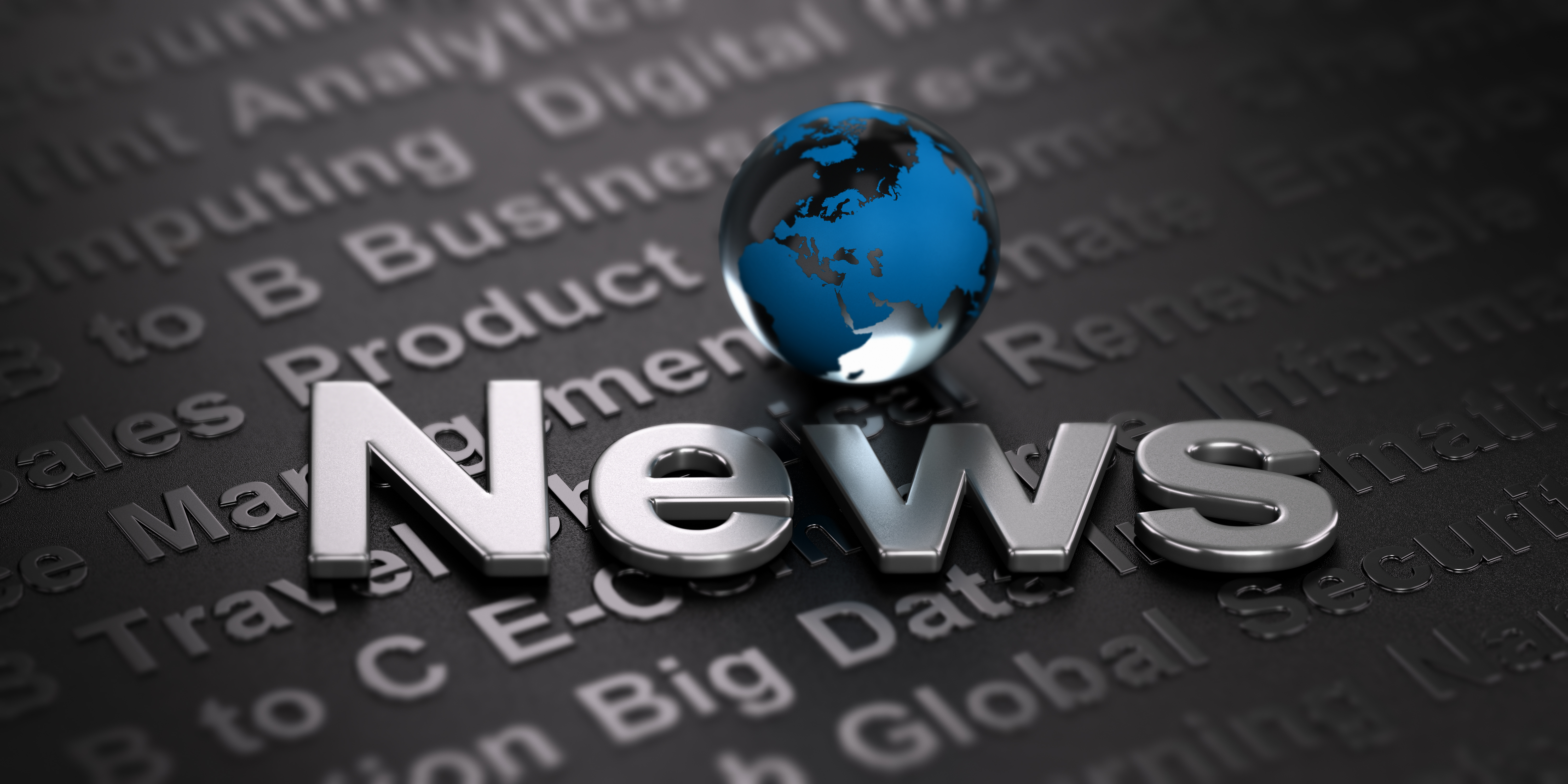 3d-illustration-globe-word-news-black-background-business-international-media-concept