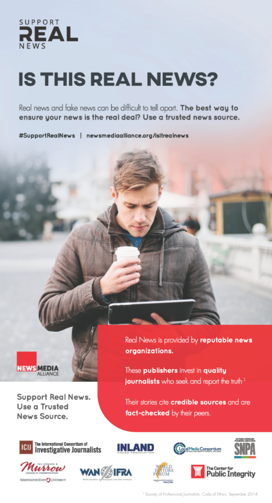 Man with Coffee and Tablet Advertisement